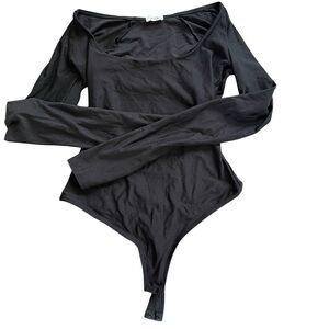 Alix Square Neck Black Bodysuit Size M